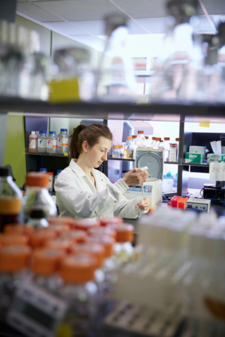 student working in lab