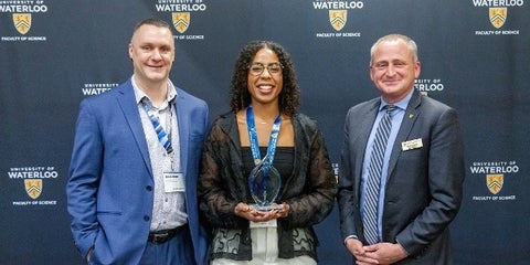 Cicely Shillingford, Graham Murphy, and Dean of Science Chris Houser at the Alumni Award Ceremony