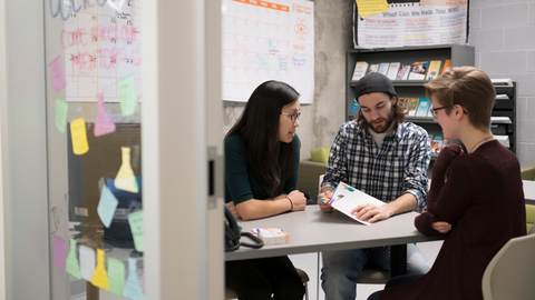 Three students studying together