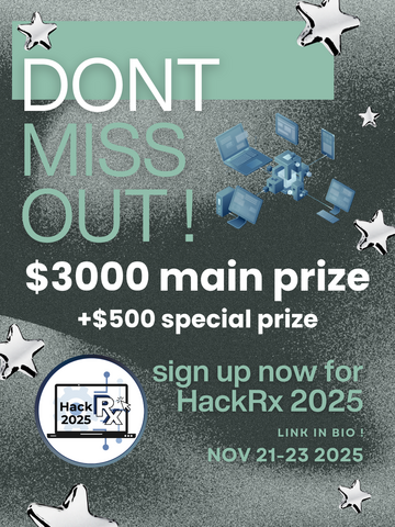 A promotional poster for HackRx 2025 with text "Don't Miss Out!", prize money details, and event dates. Details in text.