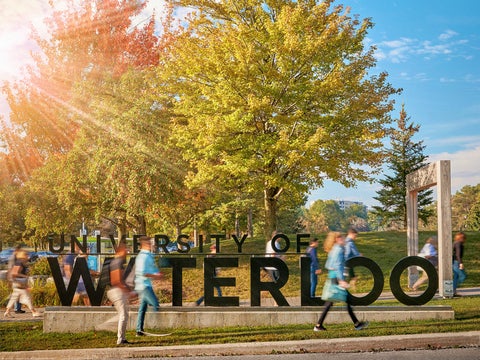 University of Waterloo sign in the fall.