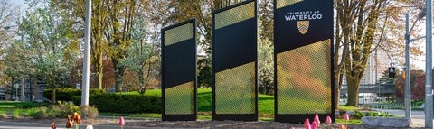 Waterloo campus entrance in spring. 