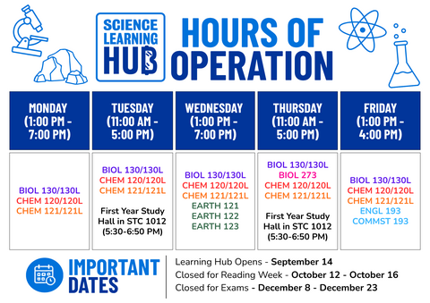 Science Learning Hub Schedule