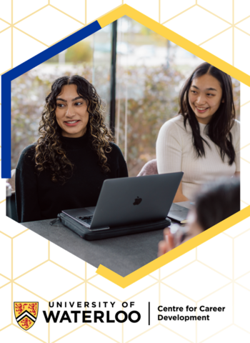 University of Waterloo Centre for Career Development showing two students with their laptops open.