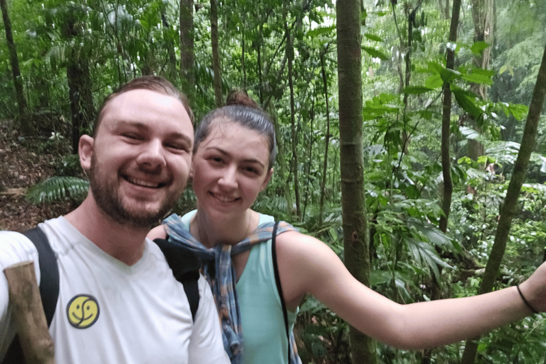 Daniel and Liv on a hike in the Costa Rican rainforest.