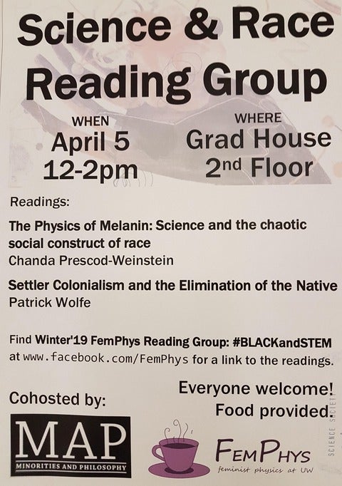 Science & Race Reading Group April 5th 12-2 pm in the Grad House (2nd floor)