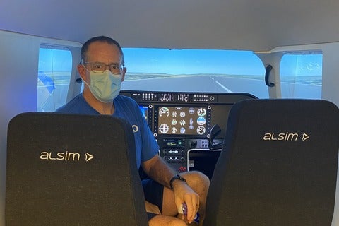 Dean Bob Lemieux in the flight simulator