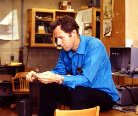 Don Brodie working on a puzzle