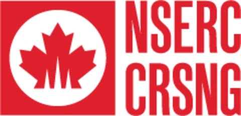 Red logo: Stylized maple leaf in a square with NSERC CRSNG beside.