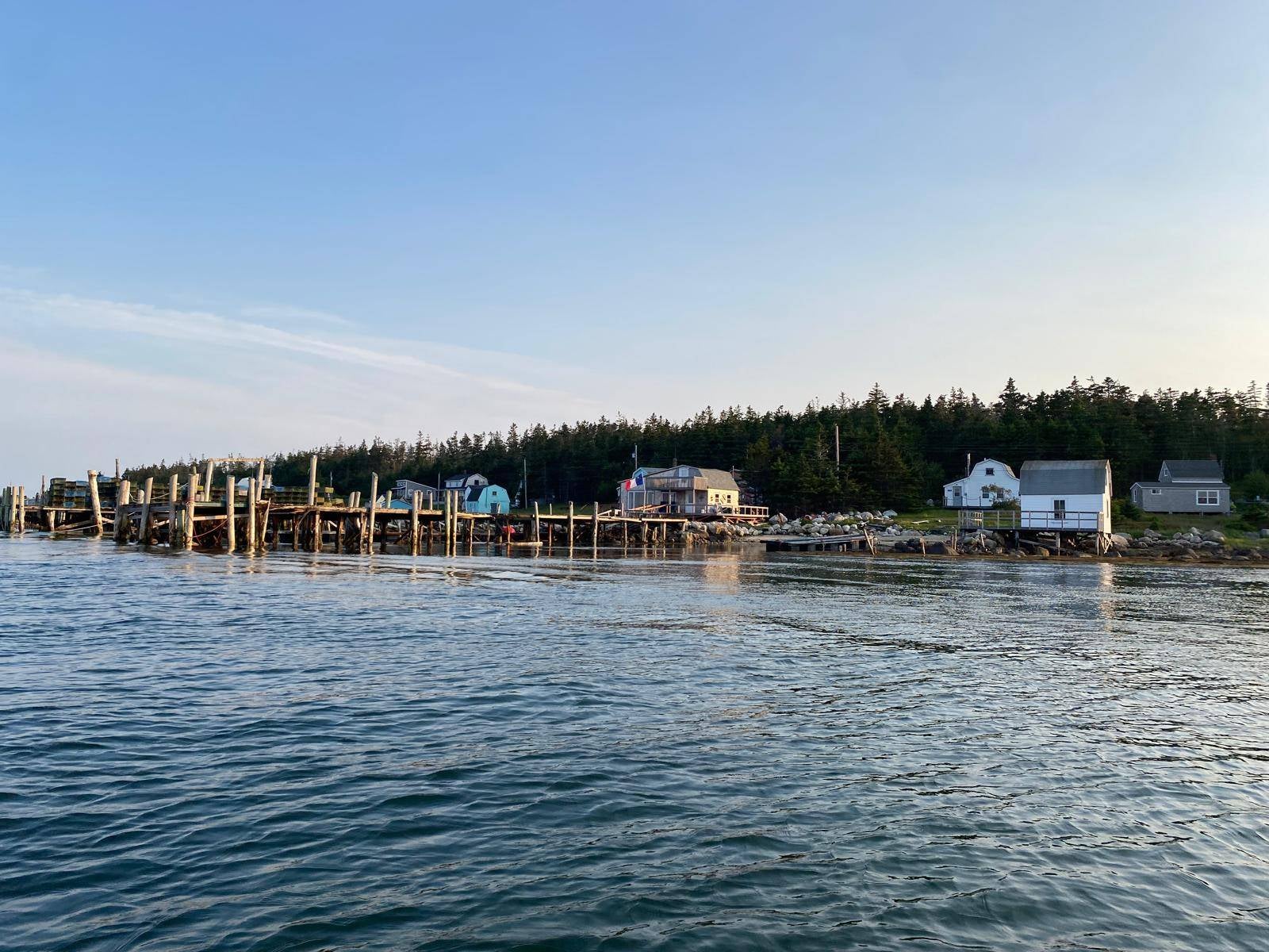 Small cottages along the coast of Nova Scotia.