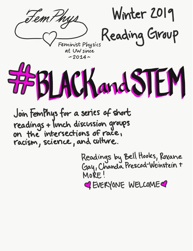 FemPhys #BlackandSTEM Winter 2019 Reading Group poster