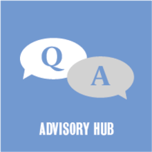 Q & A advisory Hub with two thought bubbles