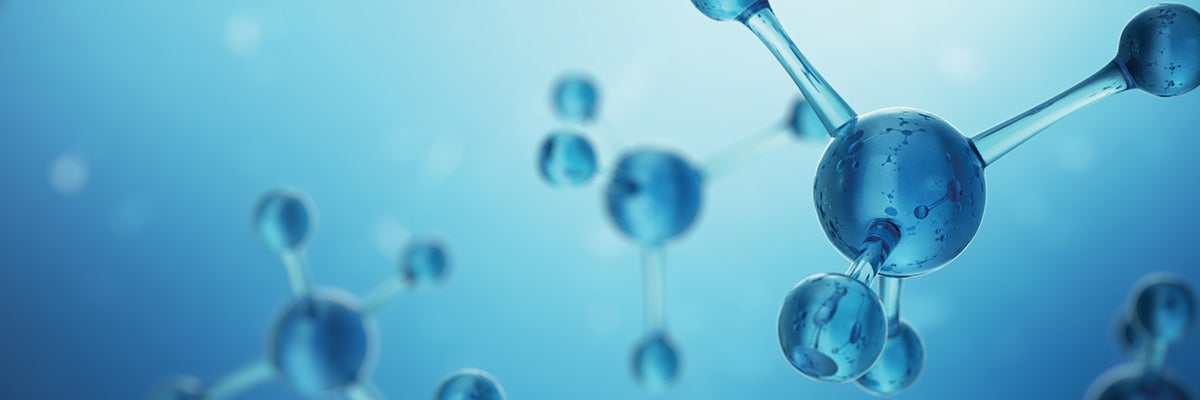 Blue molecules on blue background (stock image)