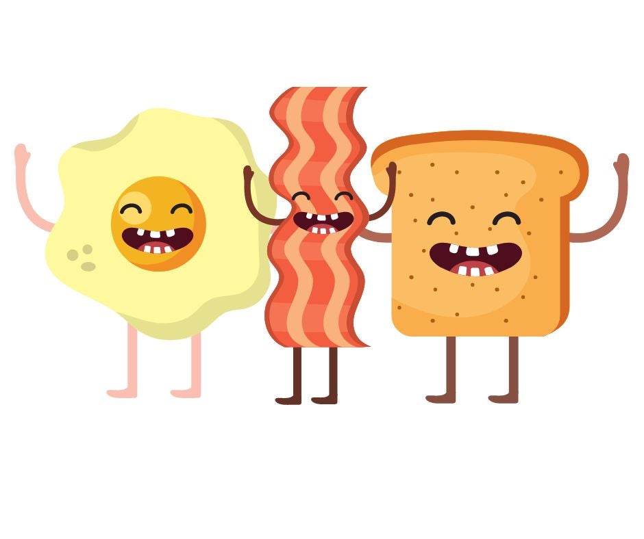 happy eggs bacon toast