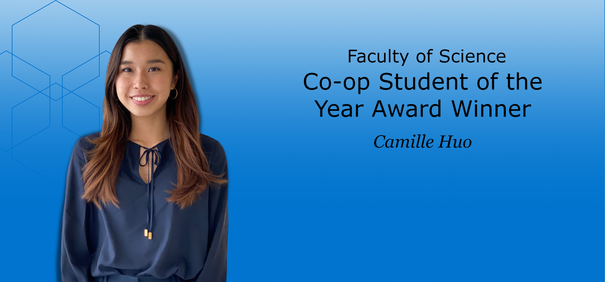 Faculty of Science Co-op Student of the  Year Award Winner Camille Huo