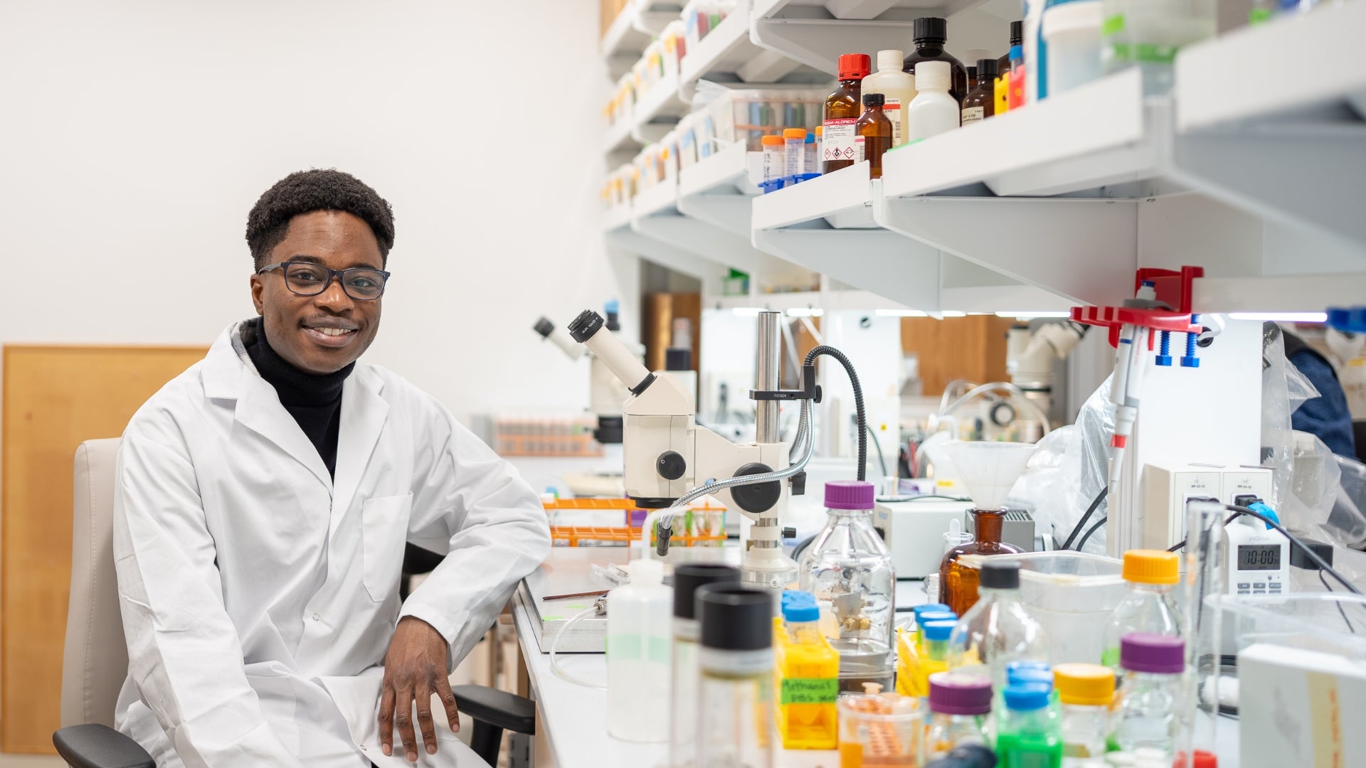 Jordan Francis in the lab