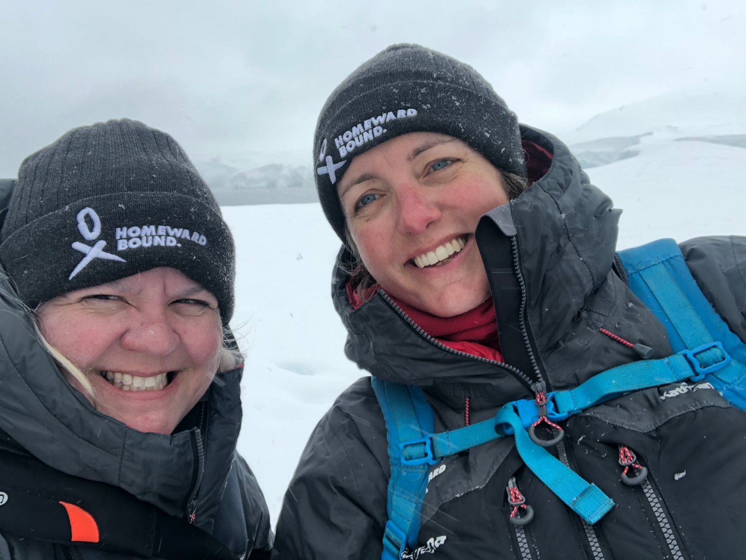 Kirsten Muller and Carolyn Hogg in Antarctica