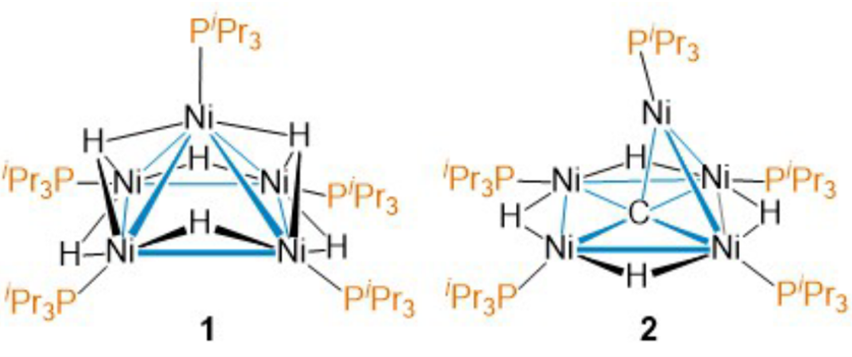 A pentanuclear nickel complex with and without a carbon atom at the centre