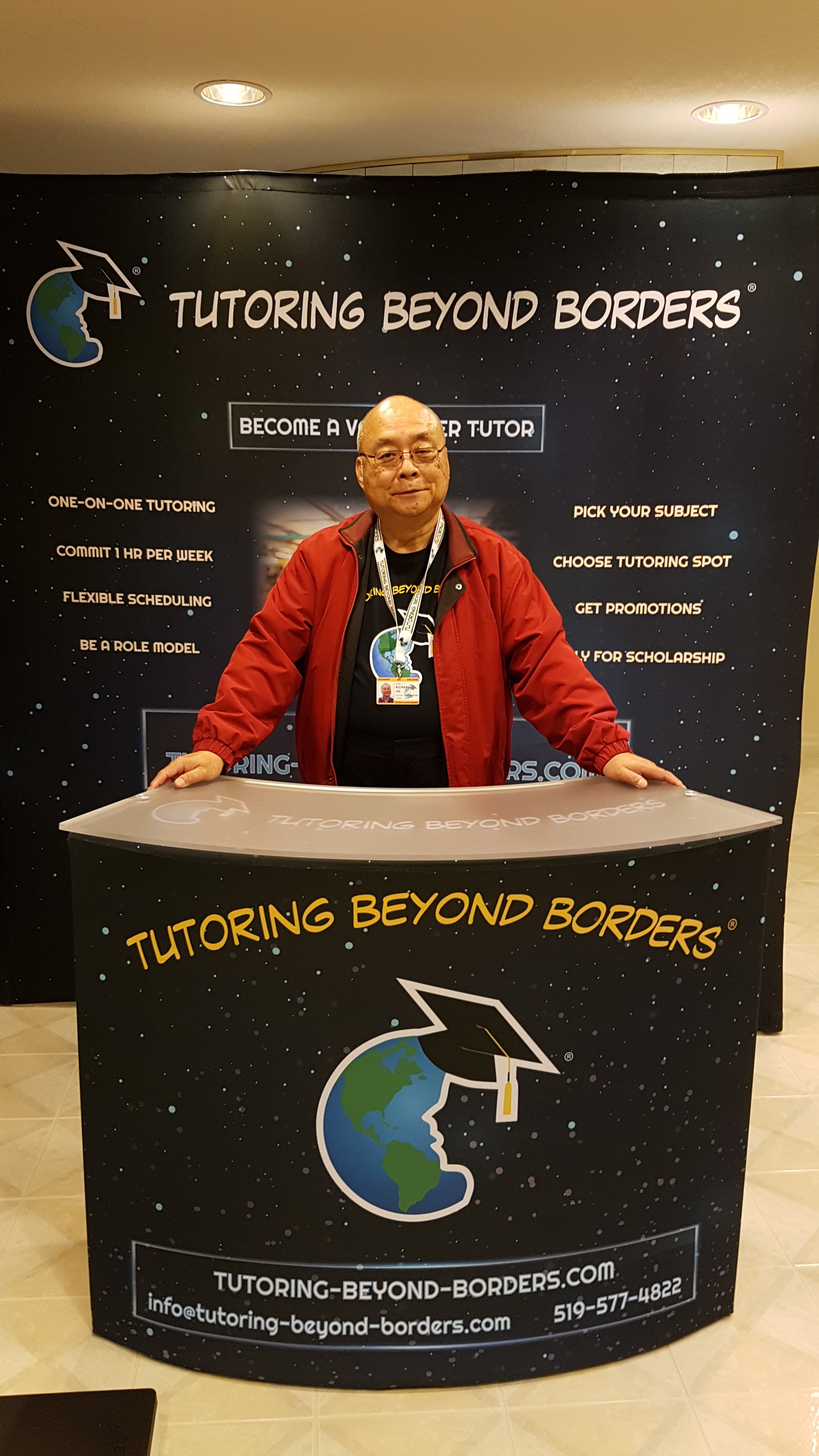 Richard Lee at Tutoring Beyond Borders booth.