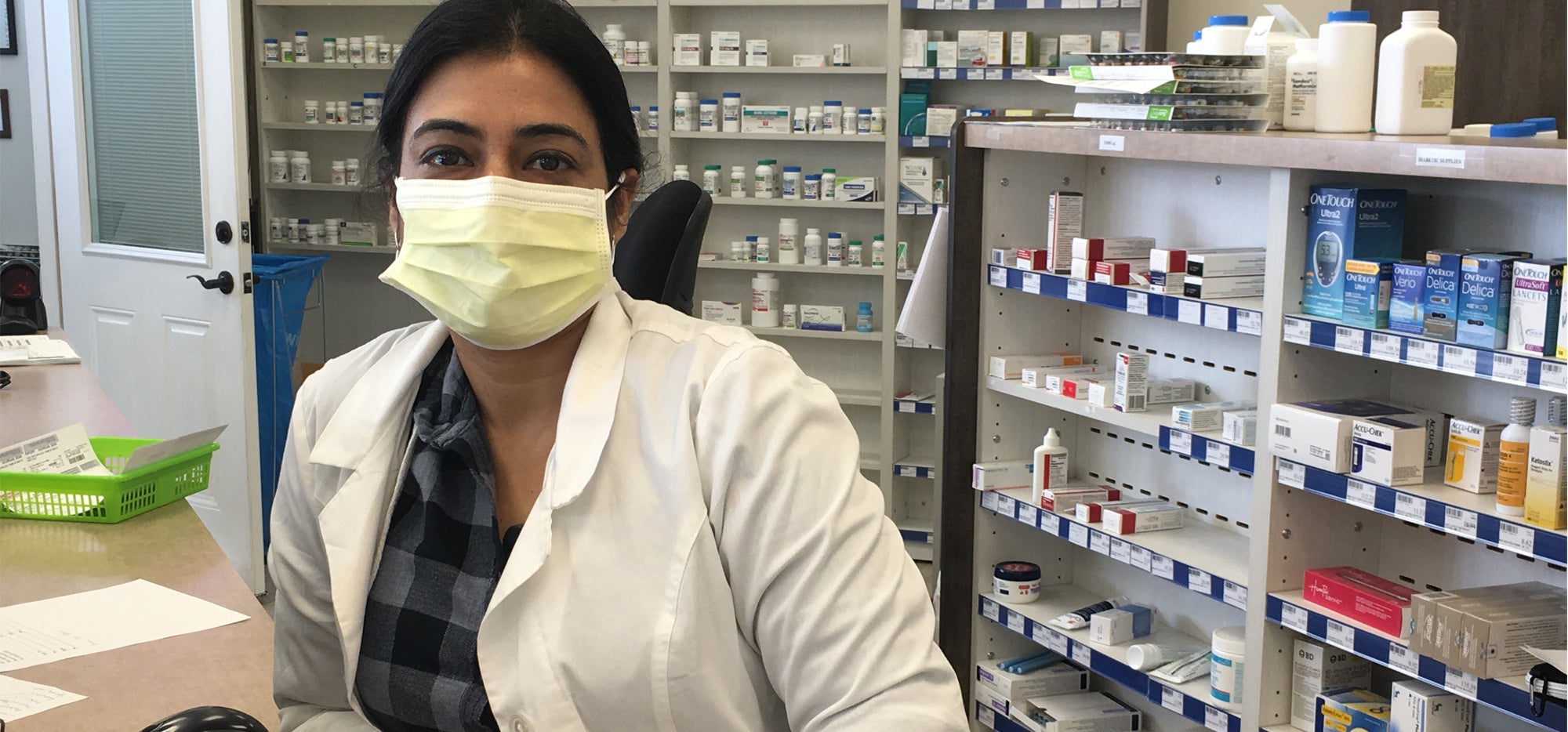 Sadaf Faisal, shown in her pharmacy.