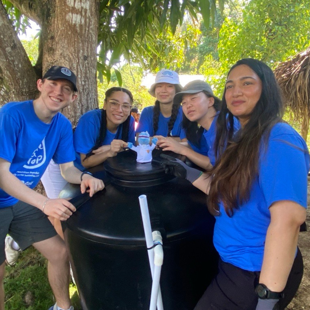 Five students completing service learning in the Dominican Republic