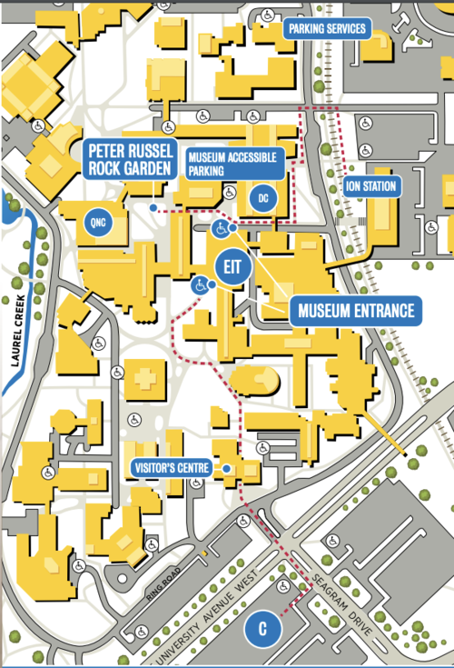 map showing transit and parking