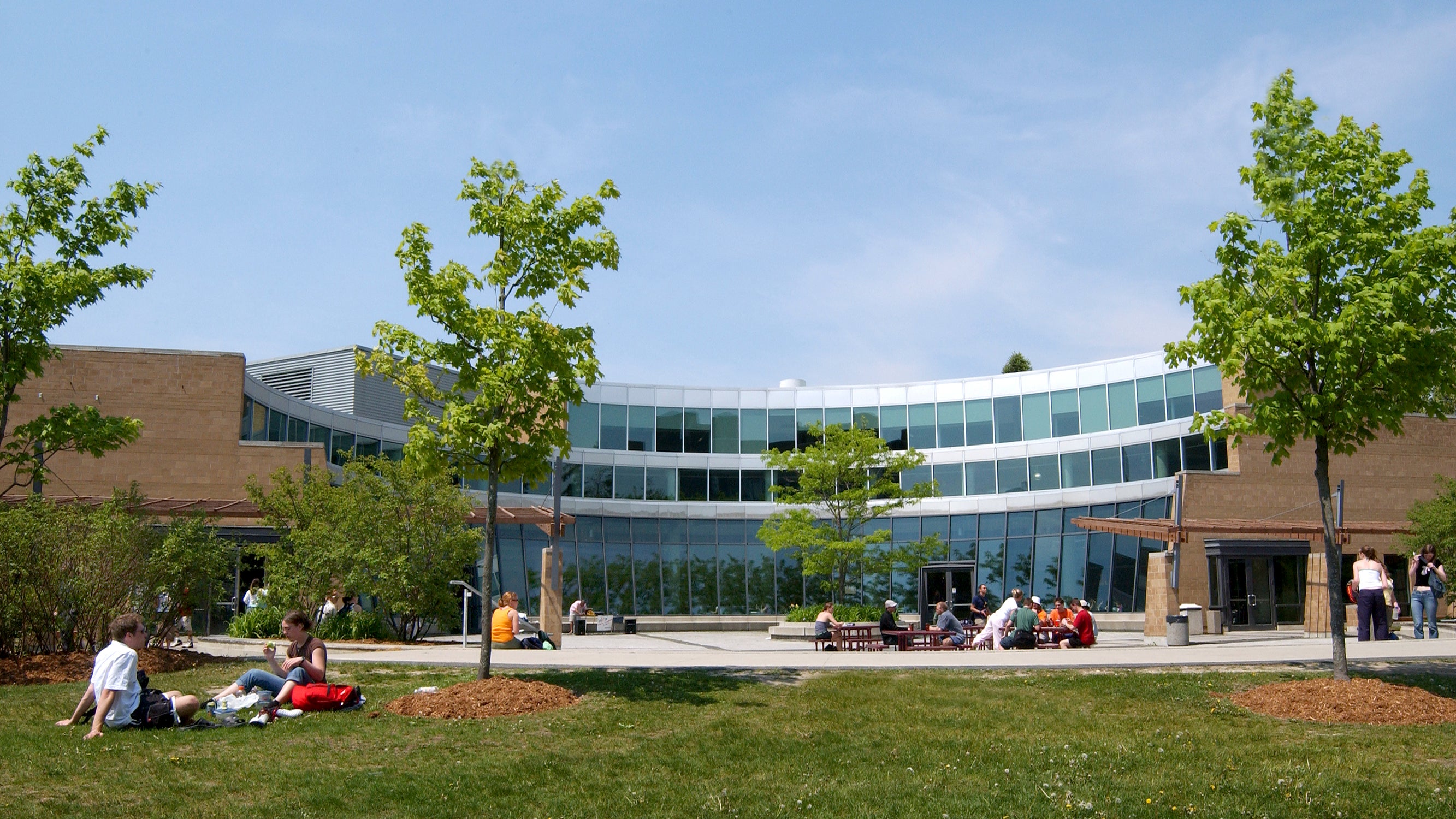 Student Life Centre showcasing the expansion with a courtyard