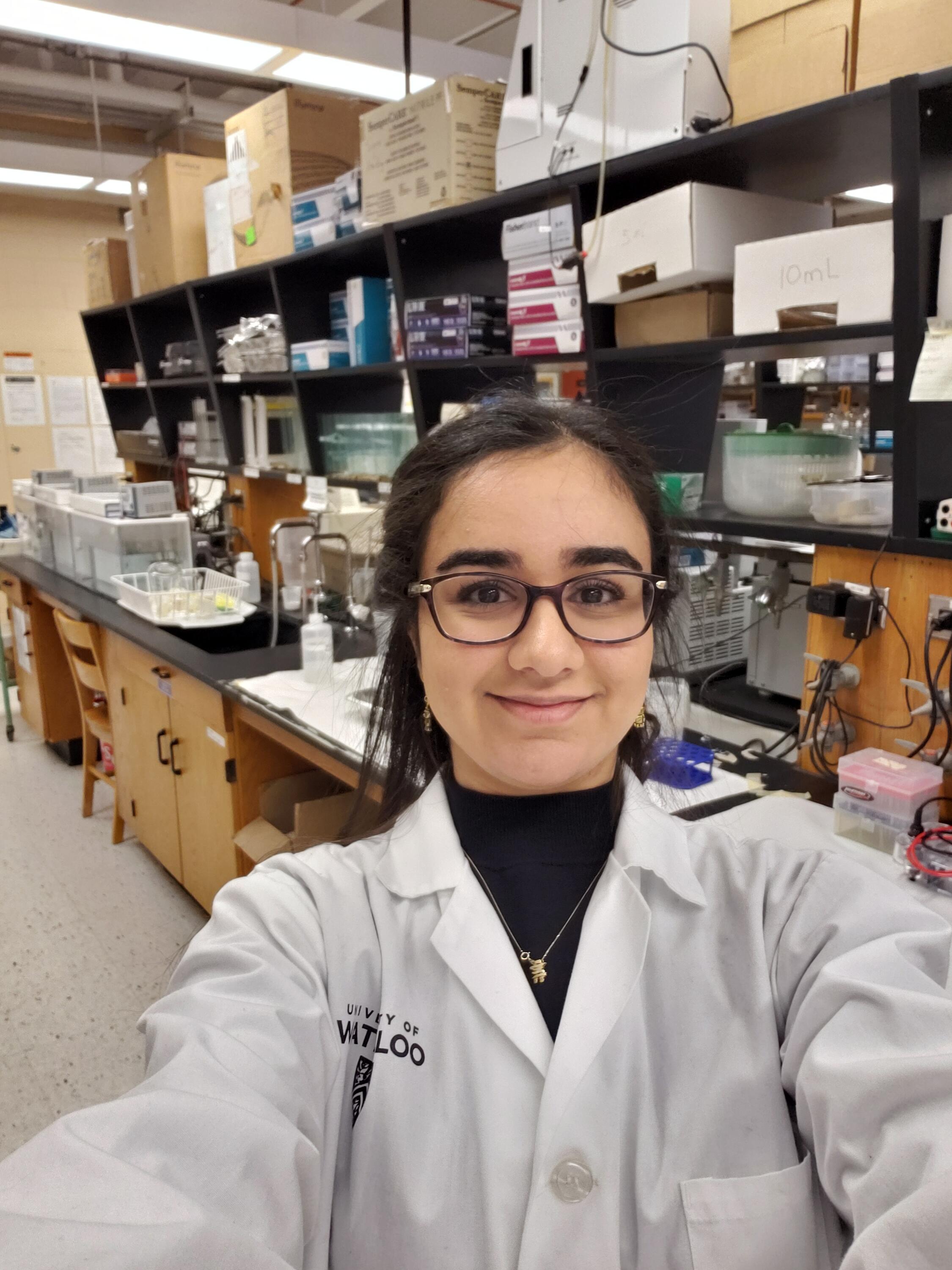 student selfie in the lab