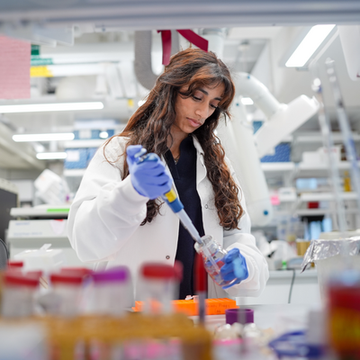 A biology student doing research in a lab
