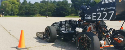 This is last year's vehicle and our first fully electric racecar. Previous to this car, we were a formula hybrid team.