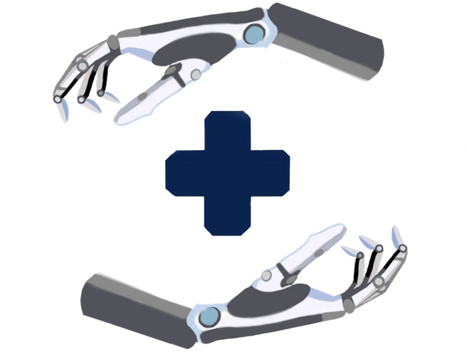 An equation with one robotic hand + one robotic hand