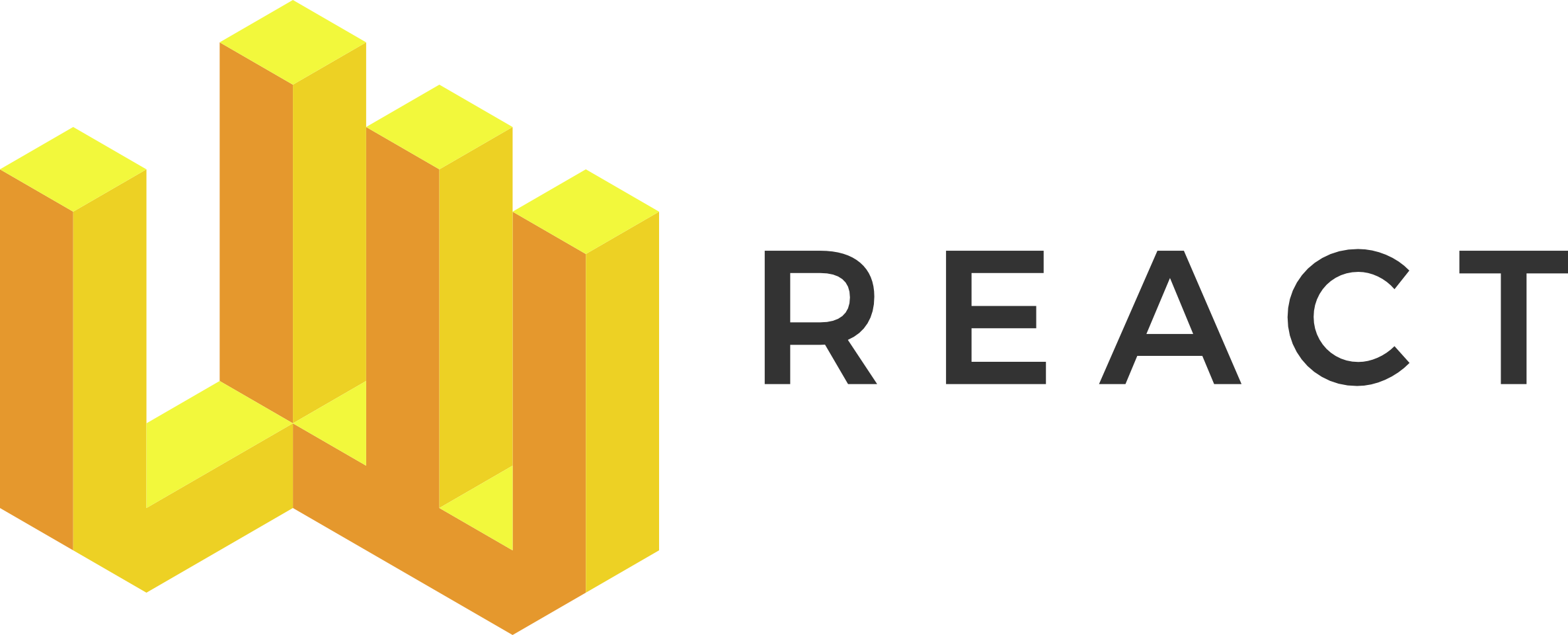 UW React in fancy yellow writing looks 3D