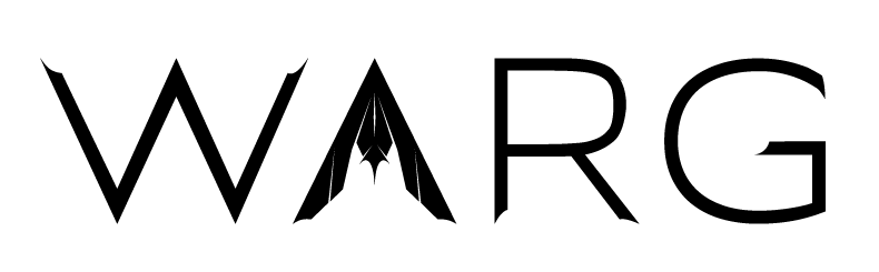 WARG logo, black letter with the A looking like wings