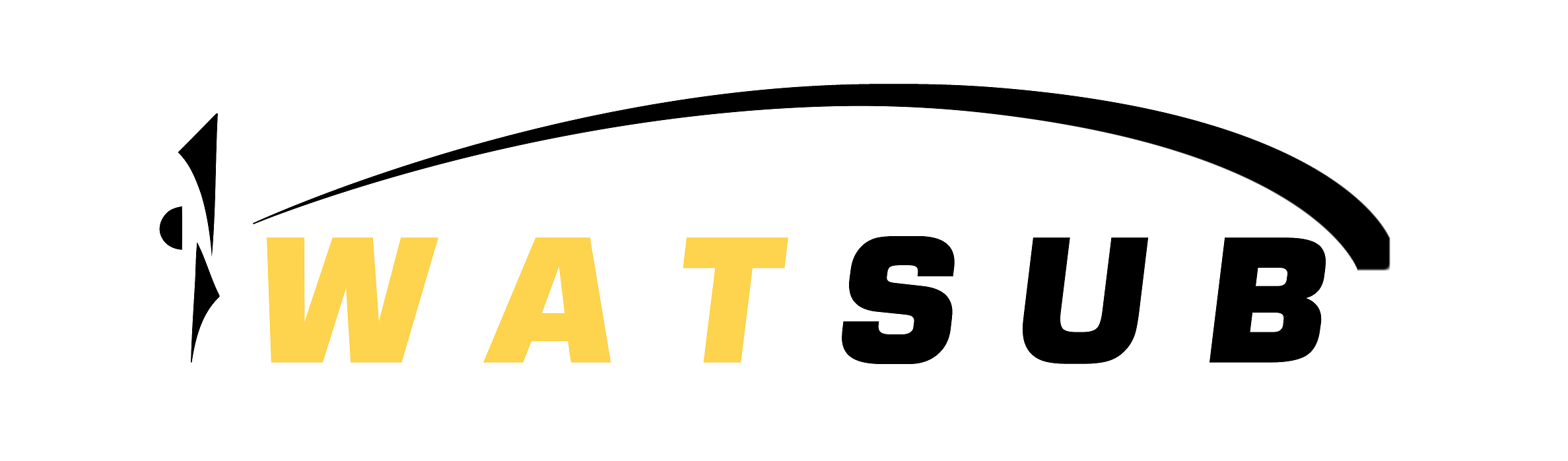 Simple lines WatSub logo in yellow and black