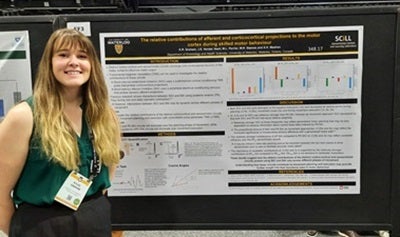 Kylee Graham presents their research at the Society for Neuroscience Annual Meeting