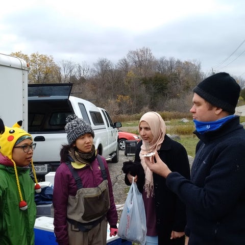 Keegan mentoring students