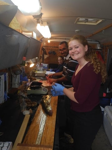 Hillary sampling fish
