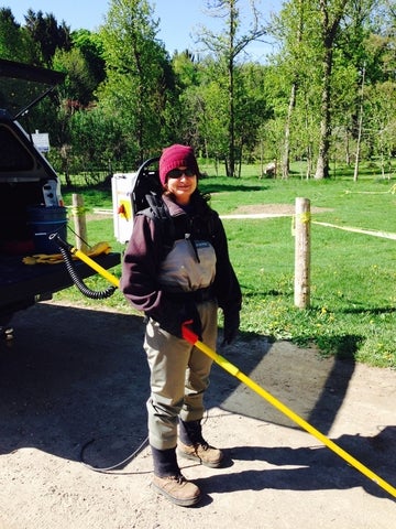 Leslie preparing to go Electrofishing