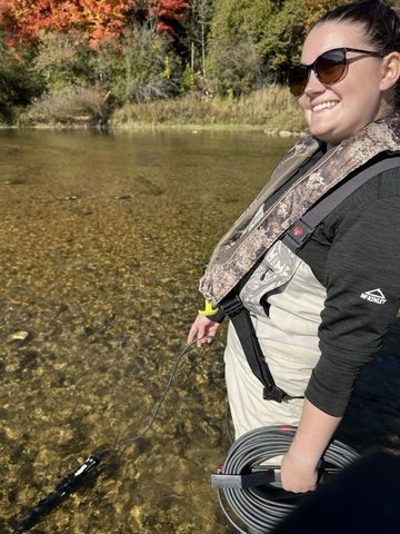 Rachel Dawe measuring water quality