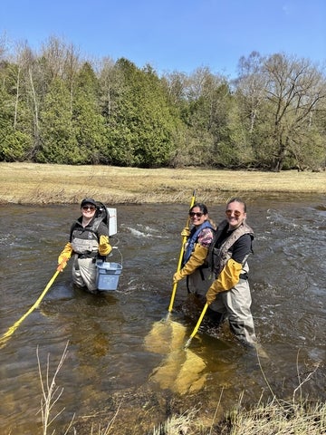 Rachel, Diana and Milica electrofishing