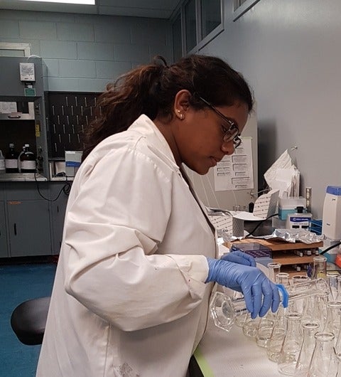 Nivetha in the lab