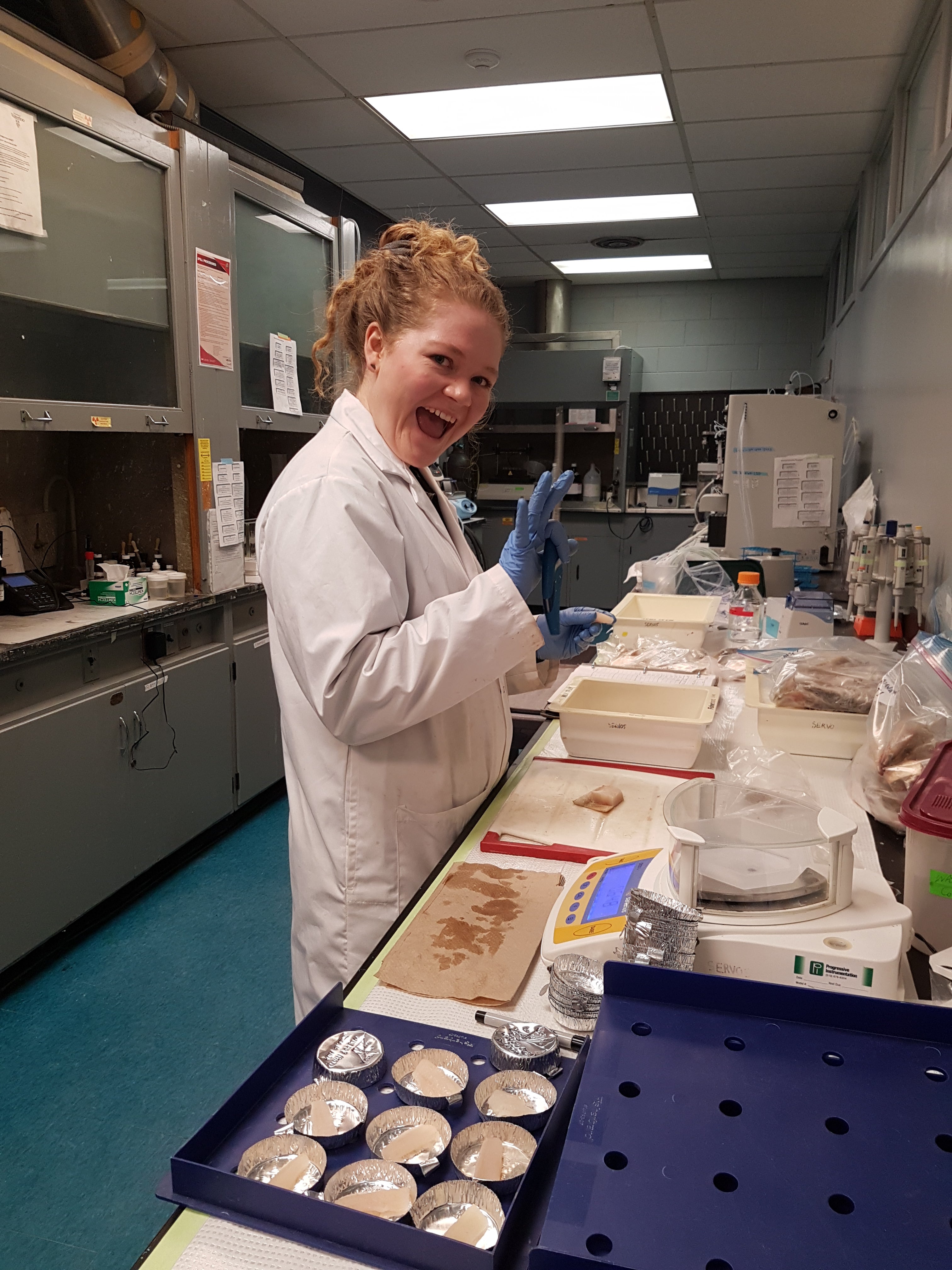 Hillary prepping fish