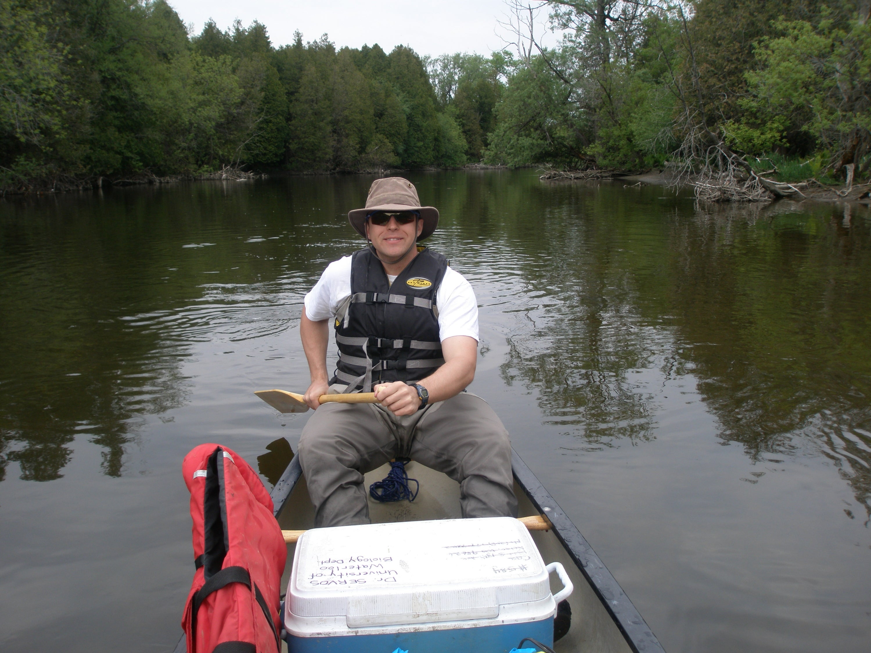 Brendan canoeing in the Speed River