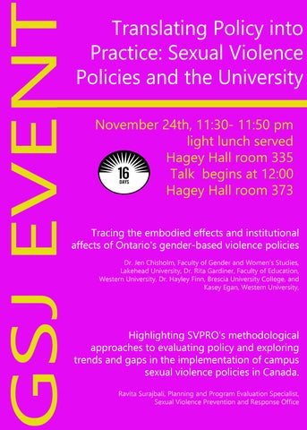 Translating Policy into Practice: Sexual Violence Policies and the University