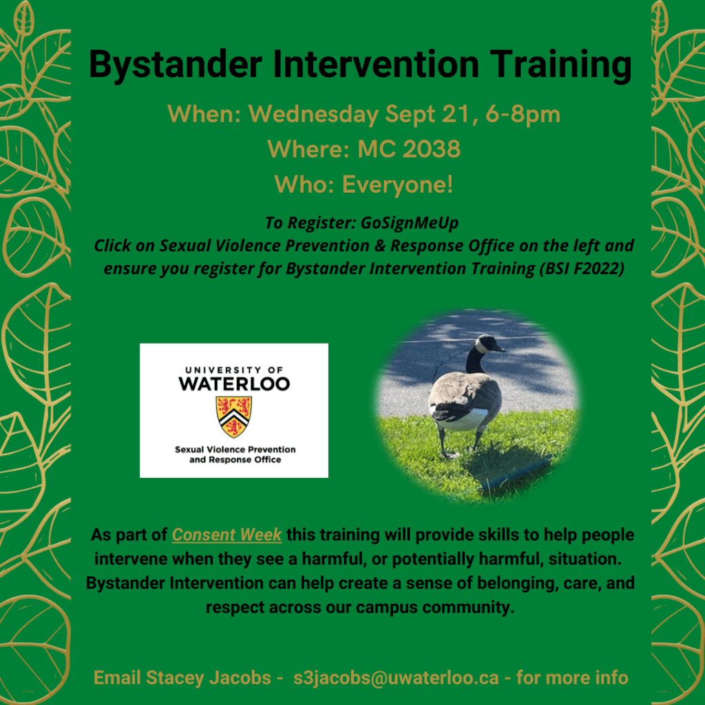 Bystander Intervention Training graphic with event description