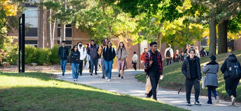 Students walking on campus