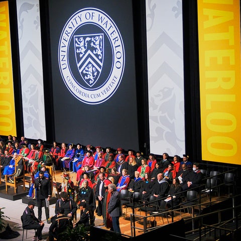 Indigenous drum circle during University of Waterloo's convocation ceremony