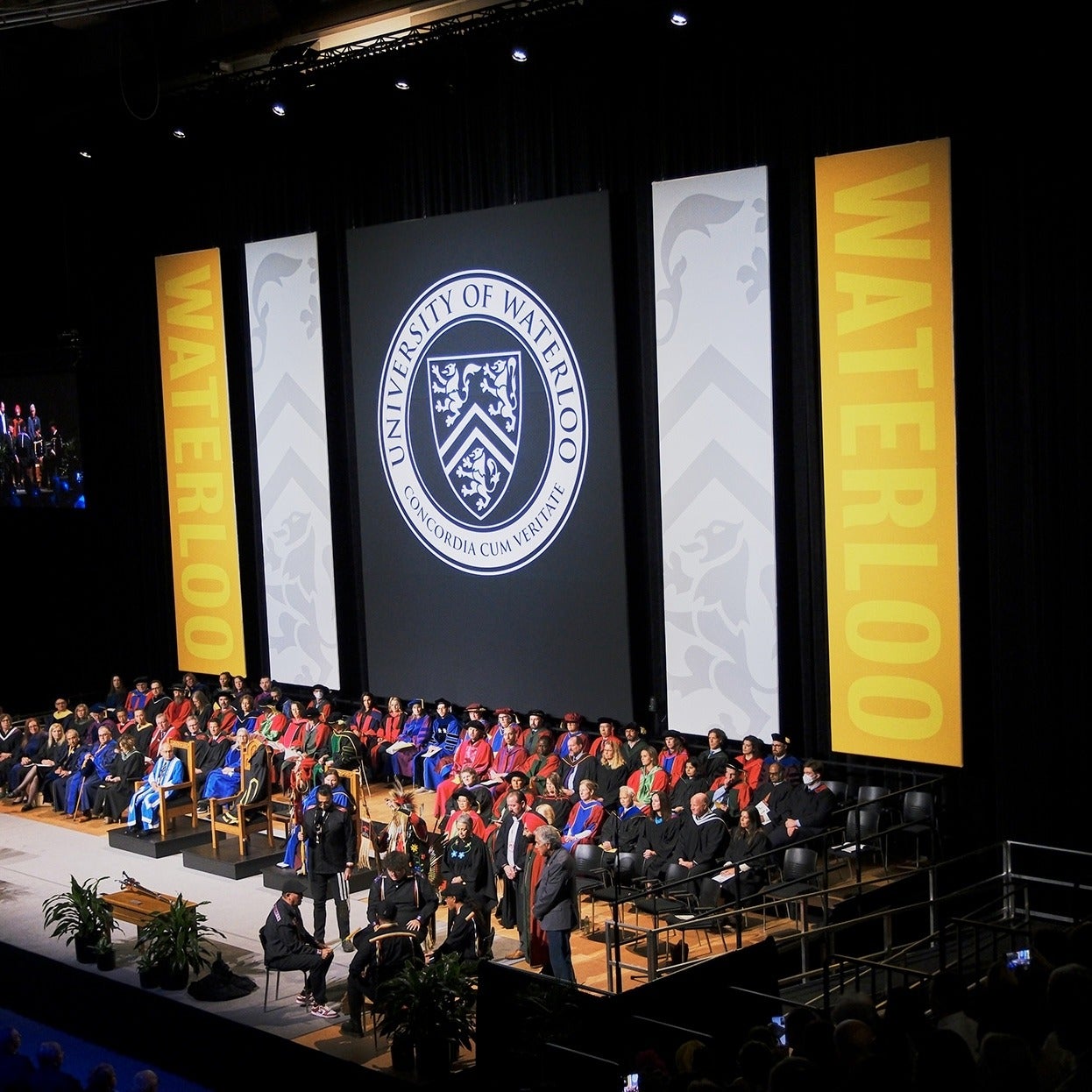 convocation stage with the procession sitting