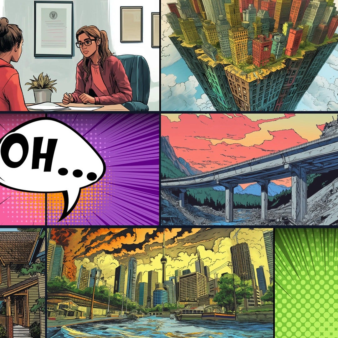 a collage of comic book art