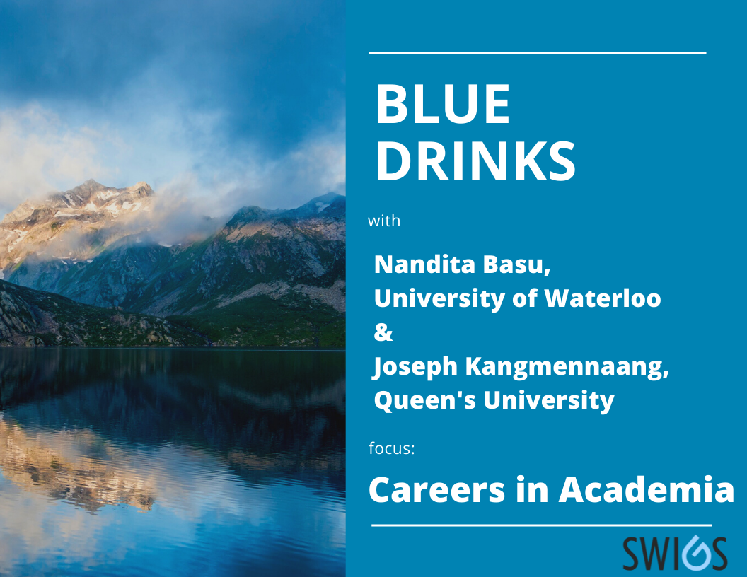 Blue drinks poster Focus: Careers in Academia